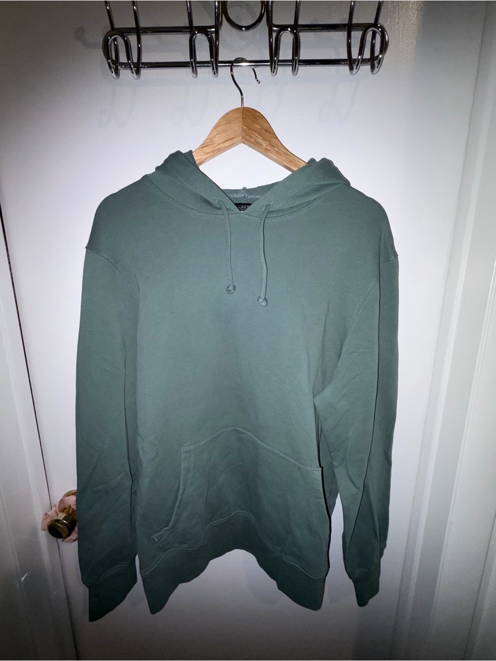 Men's JCrew Hooded Pullover Sweatshirt - Olive Green